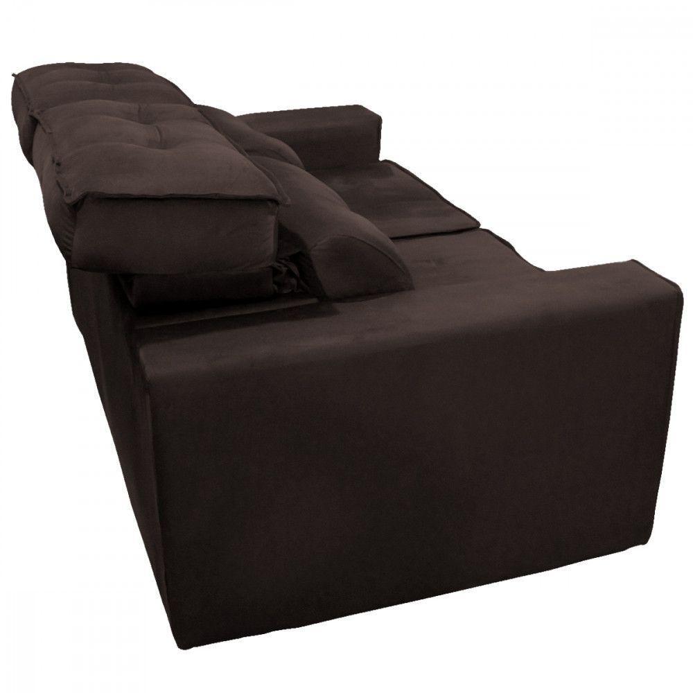 Sofá Para Sala Reclinavel Price 180cm Veludo Chocolate Chocolate - 3