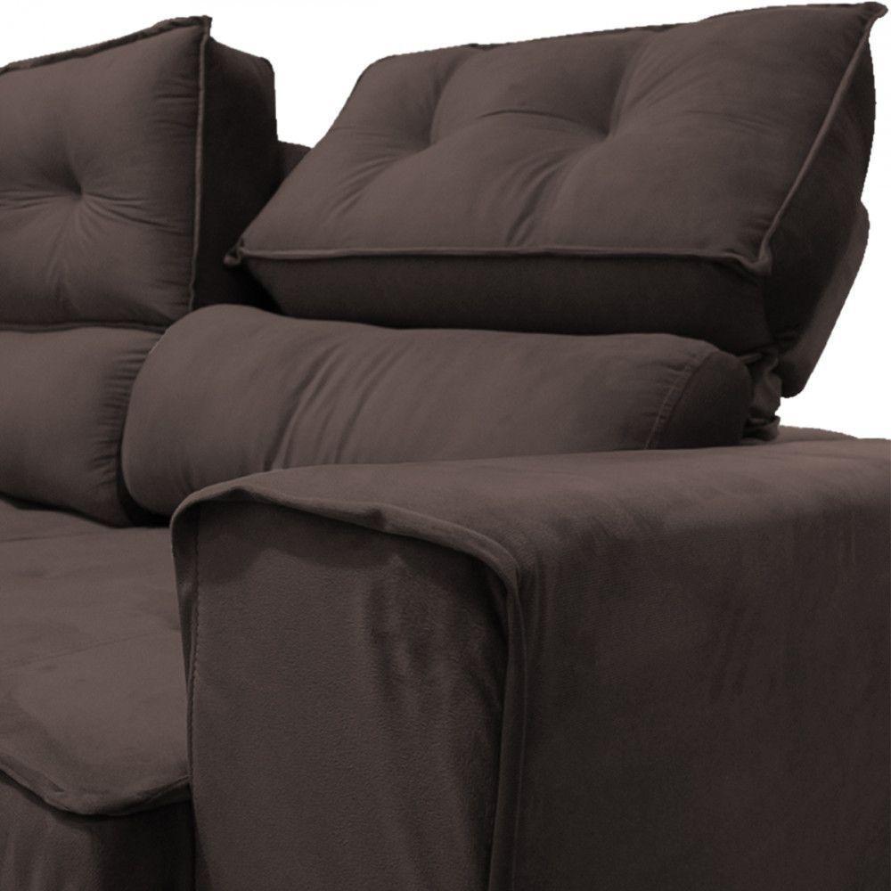 Sofá Para Sala Reclinavel Price 180cm Veludo Chocolate Chocolate - 8