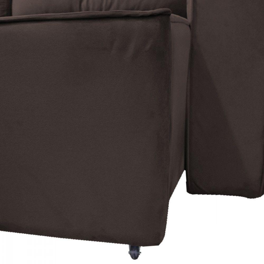 Sofá Para Sala Reclinavel Price 180cm Veludo Chocolate Chocolate - 9