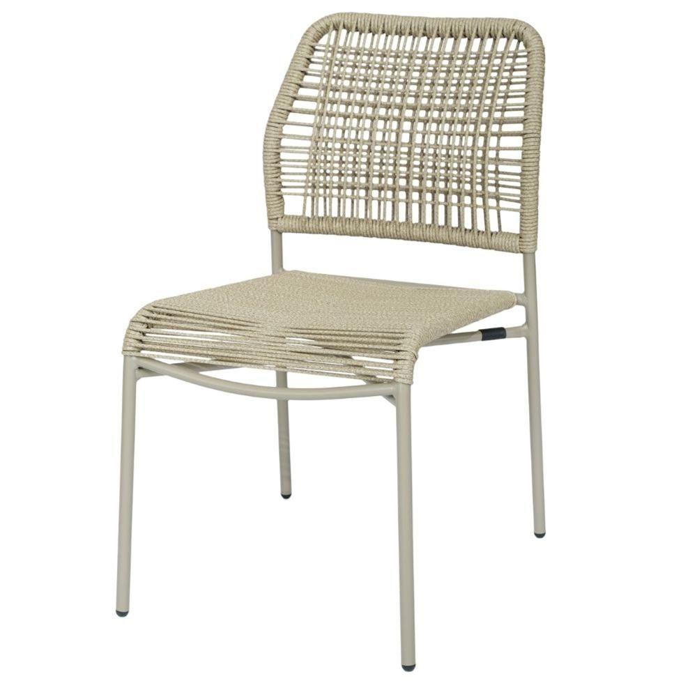 Kit 4 Cadeiras Empilhável Leme Fratini Aço Fendi Assento E Encosto Trama De Corda Náutica Fendi - 2