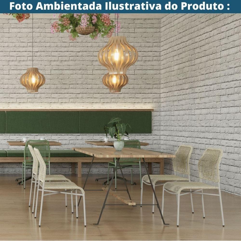 Kit 4 Cadeiras Empilhável Leme Fratini Aço Fendi Assento E Encosto Trama De Corda Náutica Fendi - 7