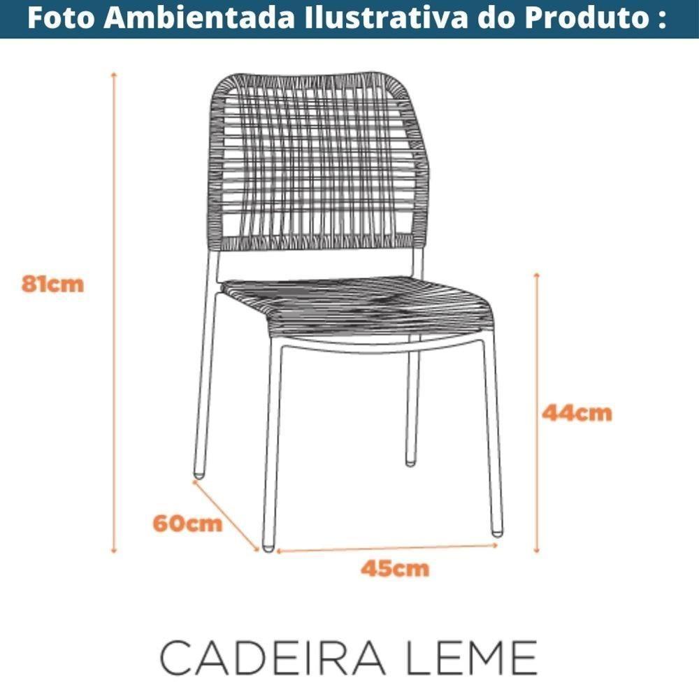 Kit 4 Cadeiras Empilhável Leme Fratini Aço Fendi Assento E Encosto Trama De Corda Náutica Fendi - 10