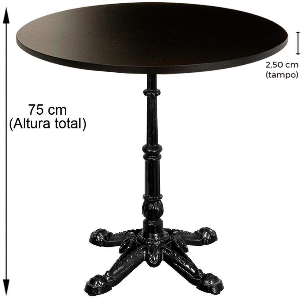 Base De Mesa Apus Em Ferro Preto 75 Cm (alt) Tampo Mdp Redondo Preto 70 Cm (larg) X 2,5 Cm (alt) - 4