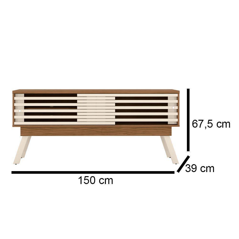 Aparador Bancada Para Sala Frizz 1.5 - 7 Decor Cinamomo E Off White - 3