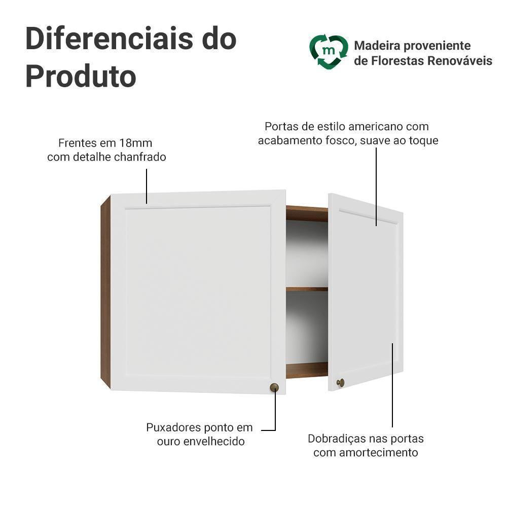 Armário Aéreo 120 Cm 2 Portas Vik Madesa Rustic/branco - 3