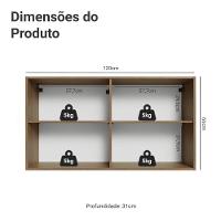 Armário Aéreo 120 Cm 2 Portas Vik Madesa Rustic/branco - 2