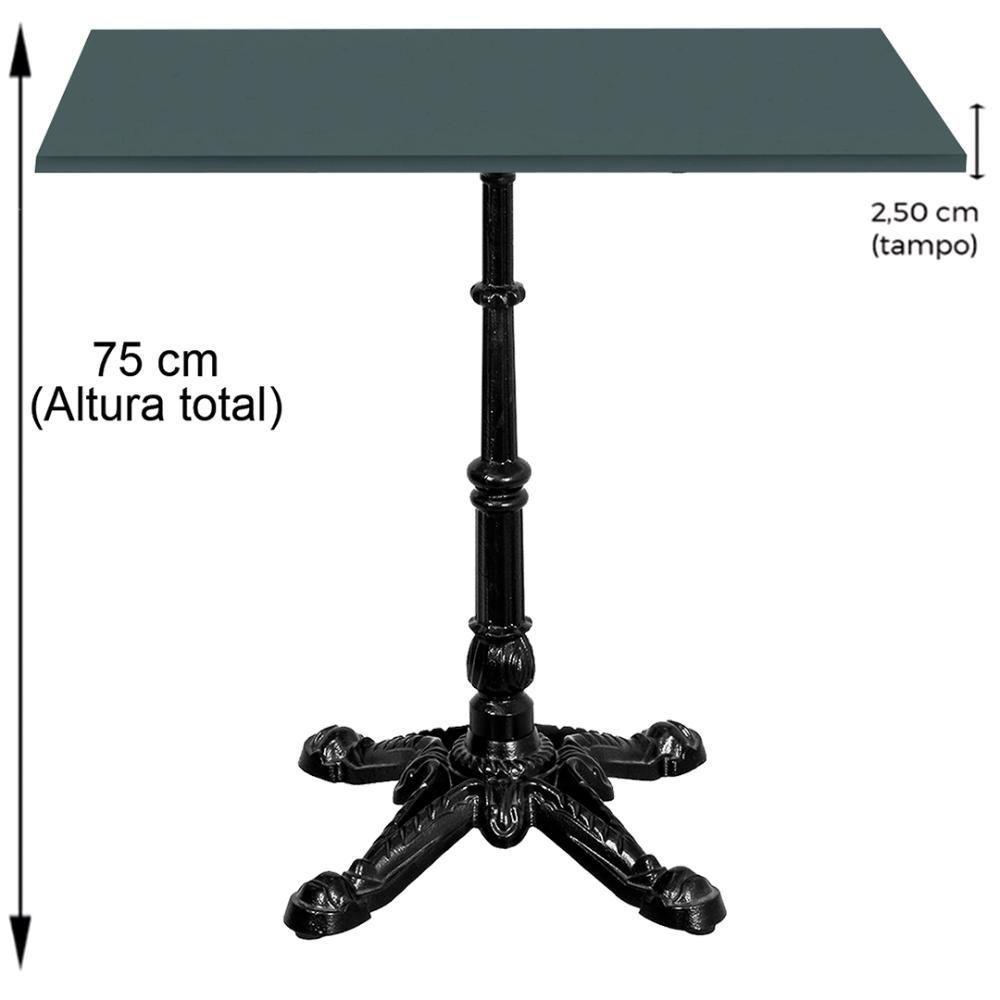Base De Mesa Apus Em Ferro Preto 75 Cm (alt) Tampo Mdp Quadrado Grafito 60cm (larg) X 2,5 Cm (alt) - 3