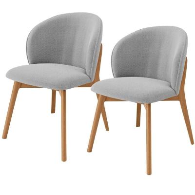 Kit 02 Cadeiras De Jantar E Estar Living Estofada Mia L02 Bouclê Cinza - Lyam Decor