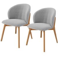 Kit 02 Cadeiras De Jantar E Estar Living Estofada Mia L02 Bouclê Cinza - Lyam Decor - 1