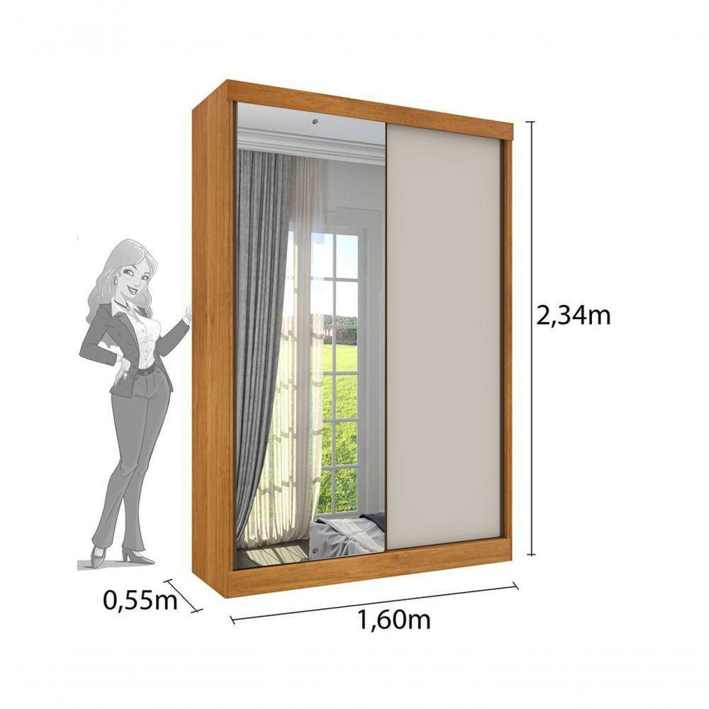 Guarda Roupa Solteiro Com Espelho 2 Portas 2 Gavetas - Roma-cinamomo - Tcil Móveis - 2