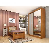 Guarda Roupa Solteiro Com Espelho 2 Portas 2 Gavetas - Roma-cinamomo - Tcil Móveis - 1