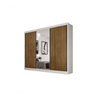 Guarda Roupa Casal Ripado Com Espelho 3 Portas 6 Gavetas - Royale-branco - Móveis Novo Horizonte - 2