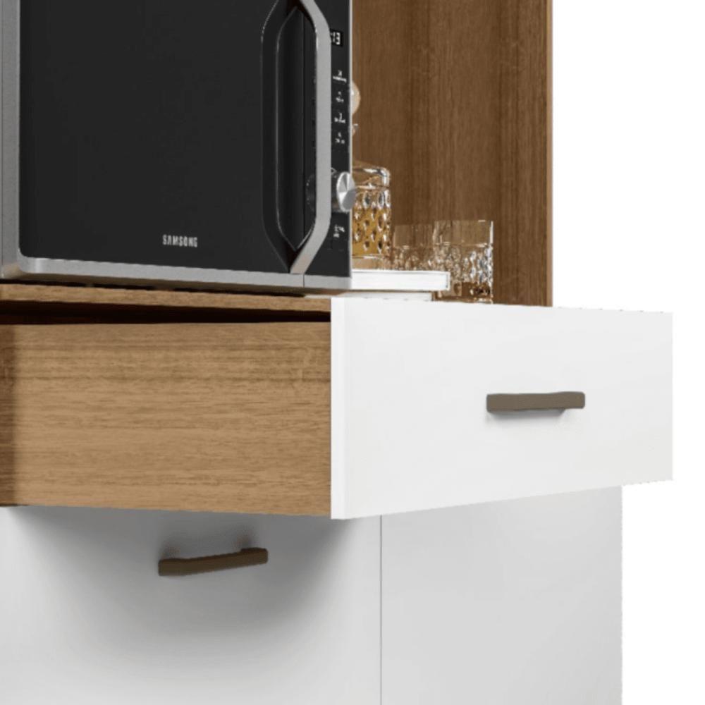 Kit Cozinha Toscana Completa Com Armários Estantes E Nichos Para Utensílios E Eletrodomésticos Branco Ripado - 4
