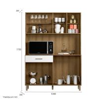 Kit Cozinha Toscana Completa Com Armários Estantes E Nichos Para Utensílios E Eletrodomésticos Branco Ripado - 5