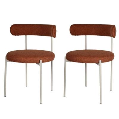 Kit 2 Cadeiras Serena Rivatti 54 Cm (largura) Estofado Em Tecido Marrom E Base Em Aço Areia