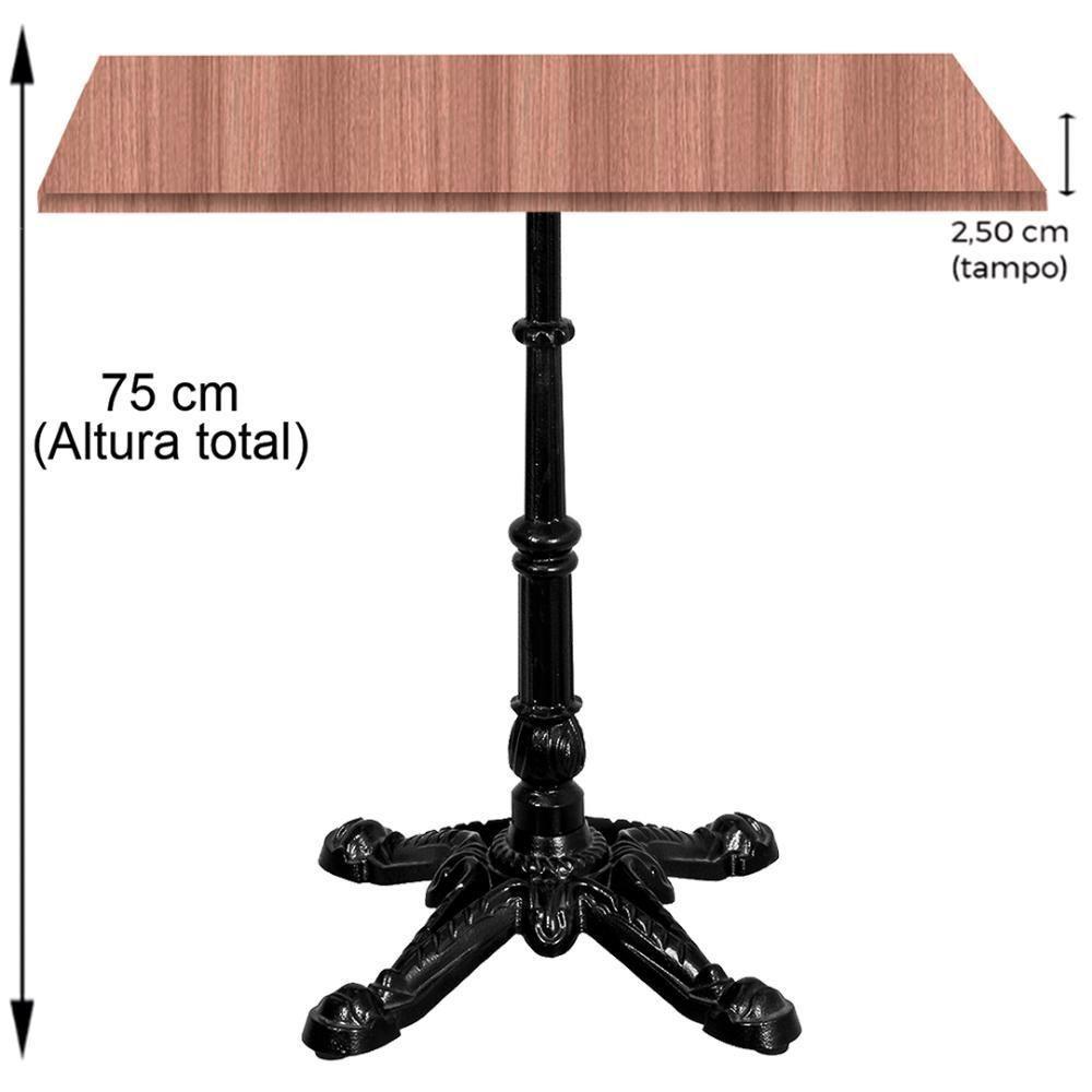 Base De Mesa Apus Em Ferro Preto 75 Cm (alt) Tampo Mdp Quadrado Noce Nat 80cm (larg) X 2,5cm (alt) - 4