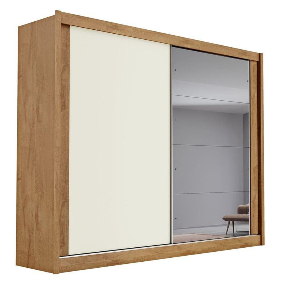 Guarda Roupa Casal Com Espelho 2 Portas 4 Gavetas - Creta-amêndoa-off White - Móveis Europa - 2