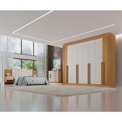 Guarda Roupa Casal Daymont 8 Portas 8 Gavetas Cinamomo-Off White MDF