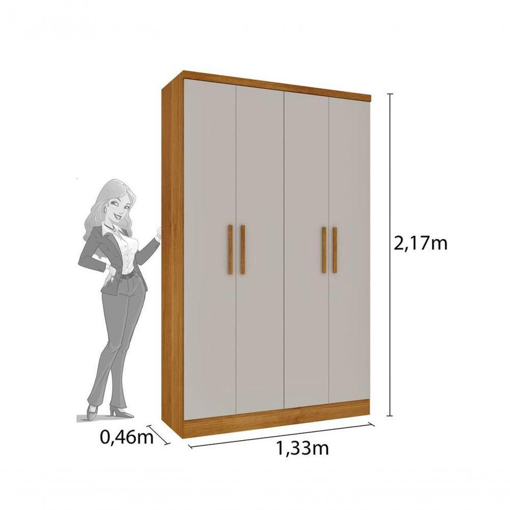 Guarda Roupa Solteiro 4 Portas 2 Gavetas - Amsterdam-cinamomo-off White - Tcil Móveis - 3