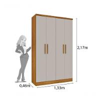 Guarda Roupa Solteiro 4 Portas 2 Gavetas - Amsterdam-cinamomo-off White - Tcil Móveis - 3