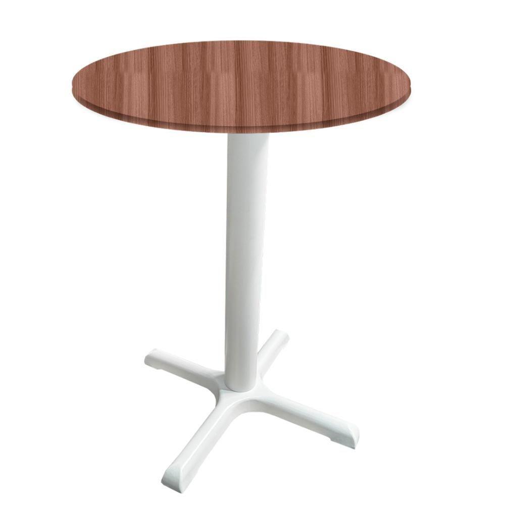Mesa ômega Ferro Branco 74 Cm (alt) Base Em X Tampo Mdp Redondo Walnut 60 Cm (larg) X 2,50 Cm (alt) - 1