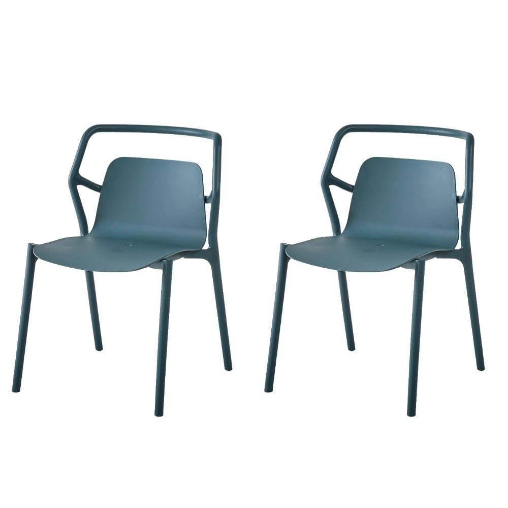 Kit 2 Cadeiras Empilhável Enjoy Rivatti 53 Cm (largura) Polipropileno (pp) Azul Aura Com Proteção Uv - 1