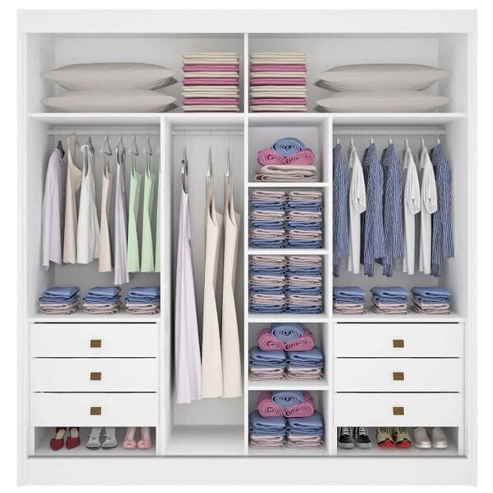 Guarda Roupa Casal Com Espelho 2 Portas 6 Gavetas - Titanium-branco - Móveis D'doro - 2