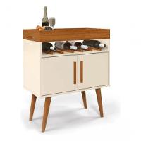 Aparador Café Shot Com Portas Pés Em Madeira Pinus Off White/caramelo - 2