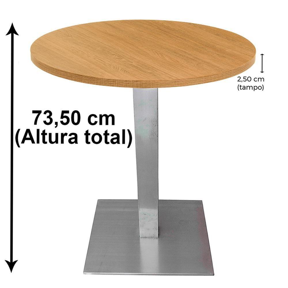 Mesa Alpha Inox 73,50 Cm (alt) Base Quadrada Tampo Mdp Redondo 60 Cm (larg) X 2,50 Cm (alt) Samba - 4