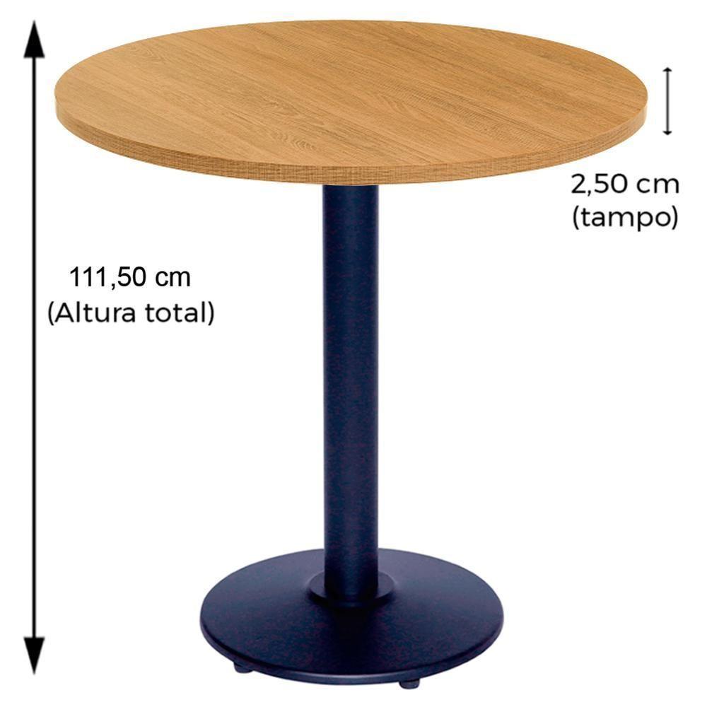 Mesa Bistrô Zeta Ferro Preto 111,50 Cm Alt Base Disco Tampo Mdp Redondo 60 Cm Larg X 2,50 Cm Samba - 3
