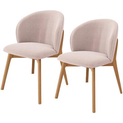 Kit 02 Cadeiras De Jantar E Estar Living Estofada Mia L02 Bouclê Rosê - Lyam Decor