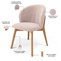 Kit 02 Cadeiras De Jantar E Estar Living Estofada Mia L02 Bouclê Rosê - Lyam Decor