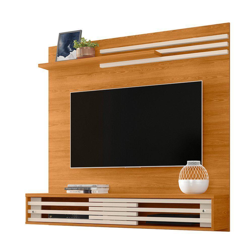 Painel Bancada Suspensa Para Tv 60 Polegadas Frizz Sublime - 7 Decor Cinamomo E Off White - 1
