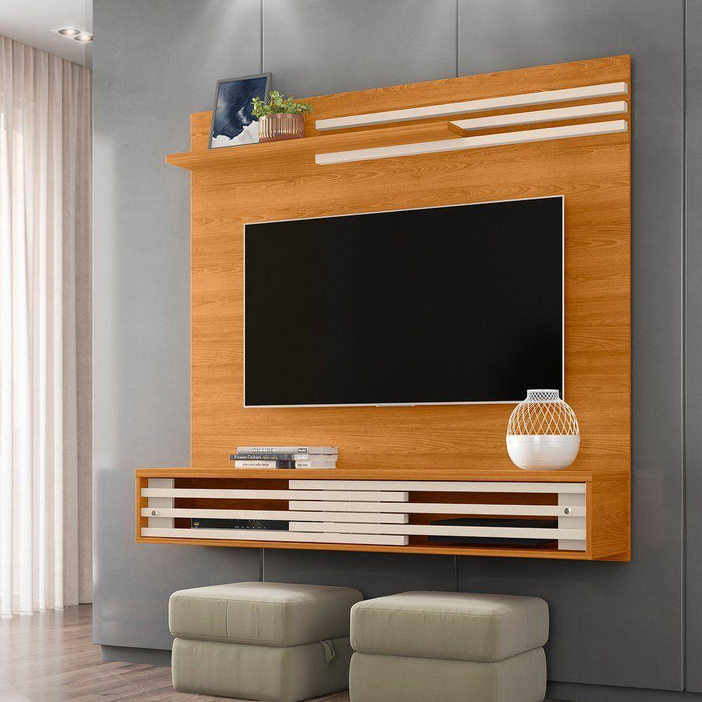 Painel Bancada Suspensa Para Tv 60 Polegadas Frizz Sublime - 7 Decor Cinamomo E Off White - 2