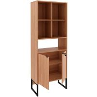 Estante Armário Alta Livreiro Multiuso Office 2 Portas Amêndoa/preto - 2