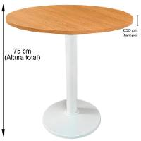 Mesa Zeta Ferro Branco 75 Cm (alt) Disco Redondo Tampo Mdp Redondo 80 Cm Larg X 2,5 Cm Alt Samba - 5