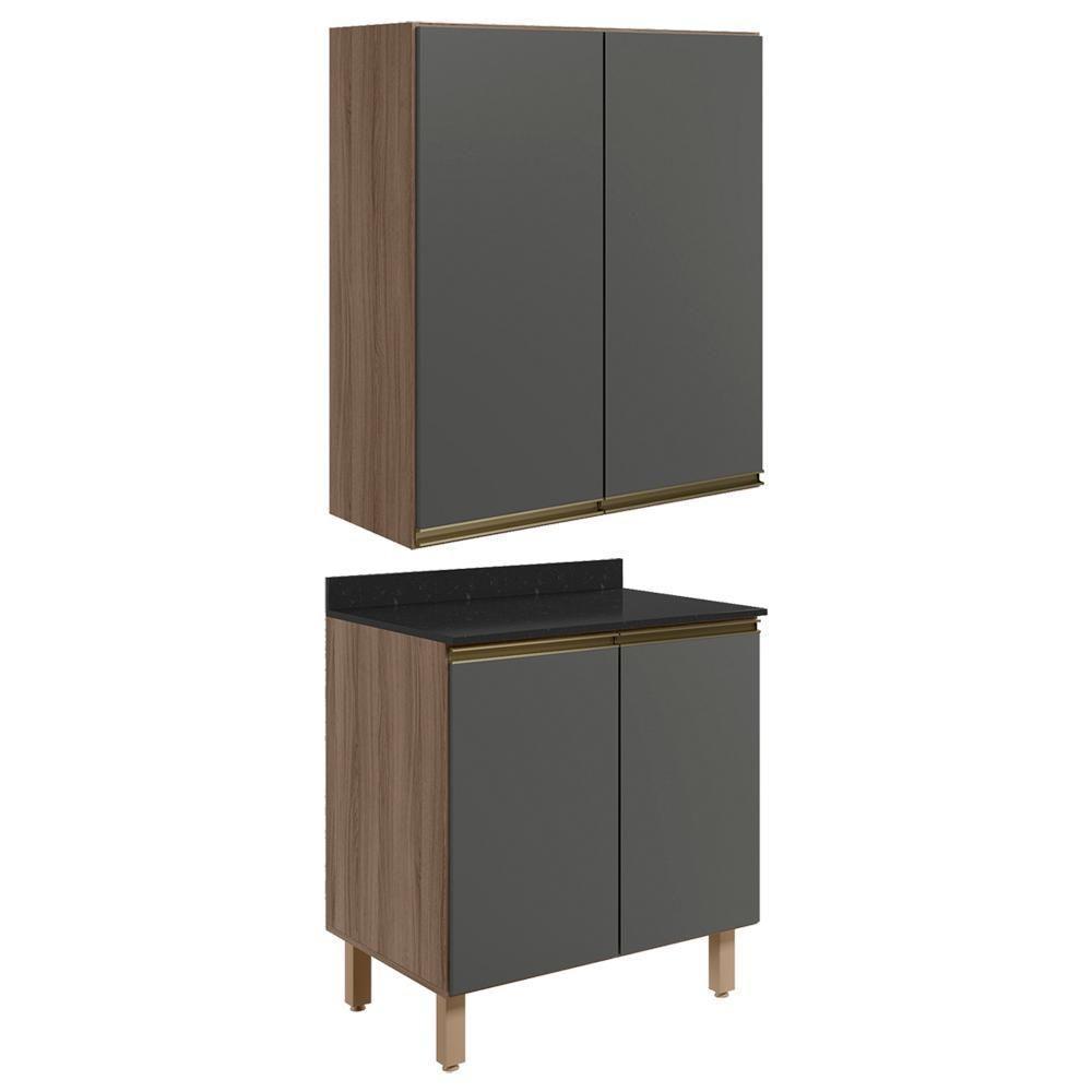 Armario Aereo Balcao 2 Portas 60cm Mdf Kali Nicioli Carvalho Toq Chumbo - 1