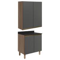 Armario Aereo Balcao 2 Portas 60cm Mdf Kali Nicioli Carvalho Toq Chumbo - 1