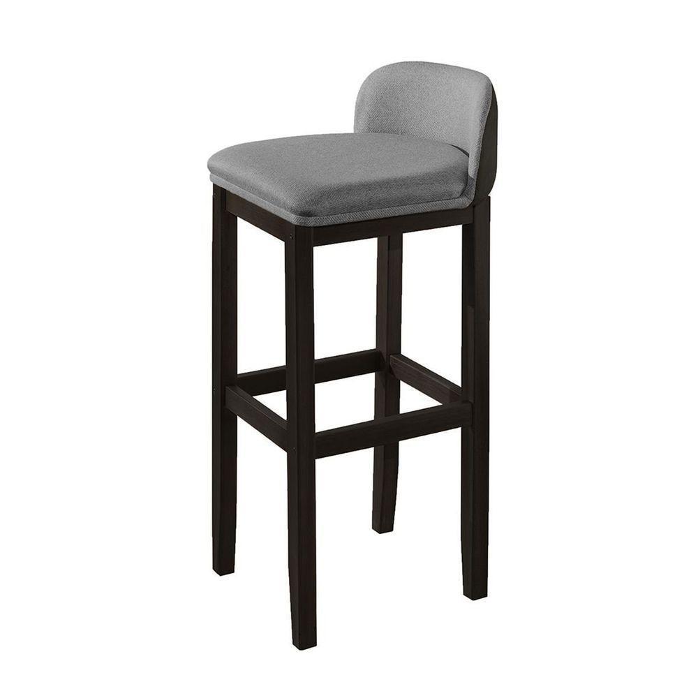 Kit 2 Banquetas Luxo Alta Onix - Base Em Madeira Maciça - Estofado Em Linho Com Composê No Corino - 4