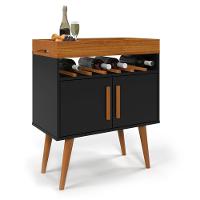 Aparador Café Drink Com Portas Pés Em Madeira Pinus Preto/caramelo - 2