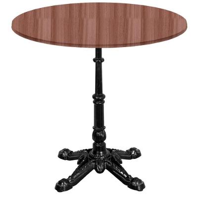 Base De Mesa Apus Em Ferro Preto 75 Cm (alt) Tampo Mdp Redondo Walnut 70 Cm (larg) X 2,50 Cm (alt)