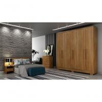 Guarda Roupa Solteiro Com Pés 6 Portas 4 Gavetas - Milly-cumaru - Móveis Novo Horizonte - 1