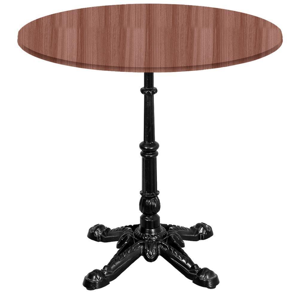 Base De Mesa Apus Em Ferro Preto 75 Cm (alt) Tampo Mdp Redondo Walnut 60 Cm (larg) X 2,50 Cm (alt) - 1