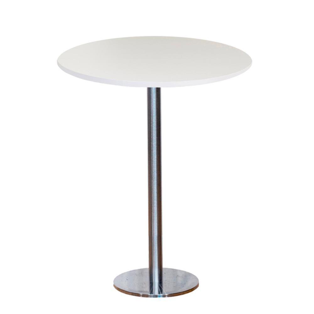 Mesa Pisa Beta Bistrô Fratini 107,50cm (a) Disco Redondo Inox Tampo Mdp Redondo Branco 70cm (l) - 1