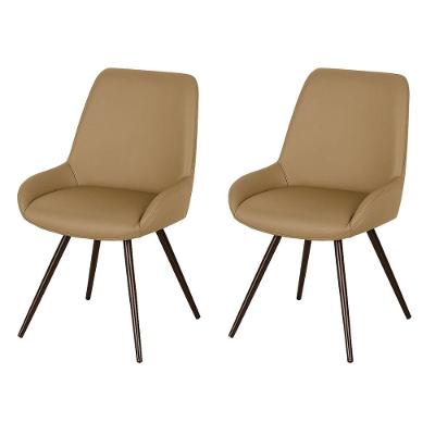 Kit 2 Cadeiras Giratórias Aline Rivatti 52 Cm (largura) Estofado Em Pu Caramelo E Base Em Aço Marrom