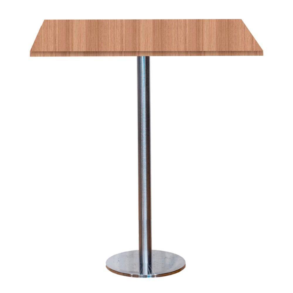 Mesa Pisa Beta Bistrô Fratini 107,50cm (a) Disco Redondo Inox Tampo Mdp Quadrado Noce Nat 70cm (l) - 1