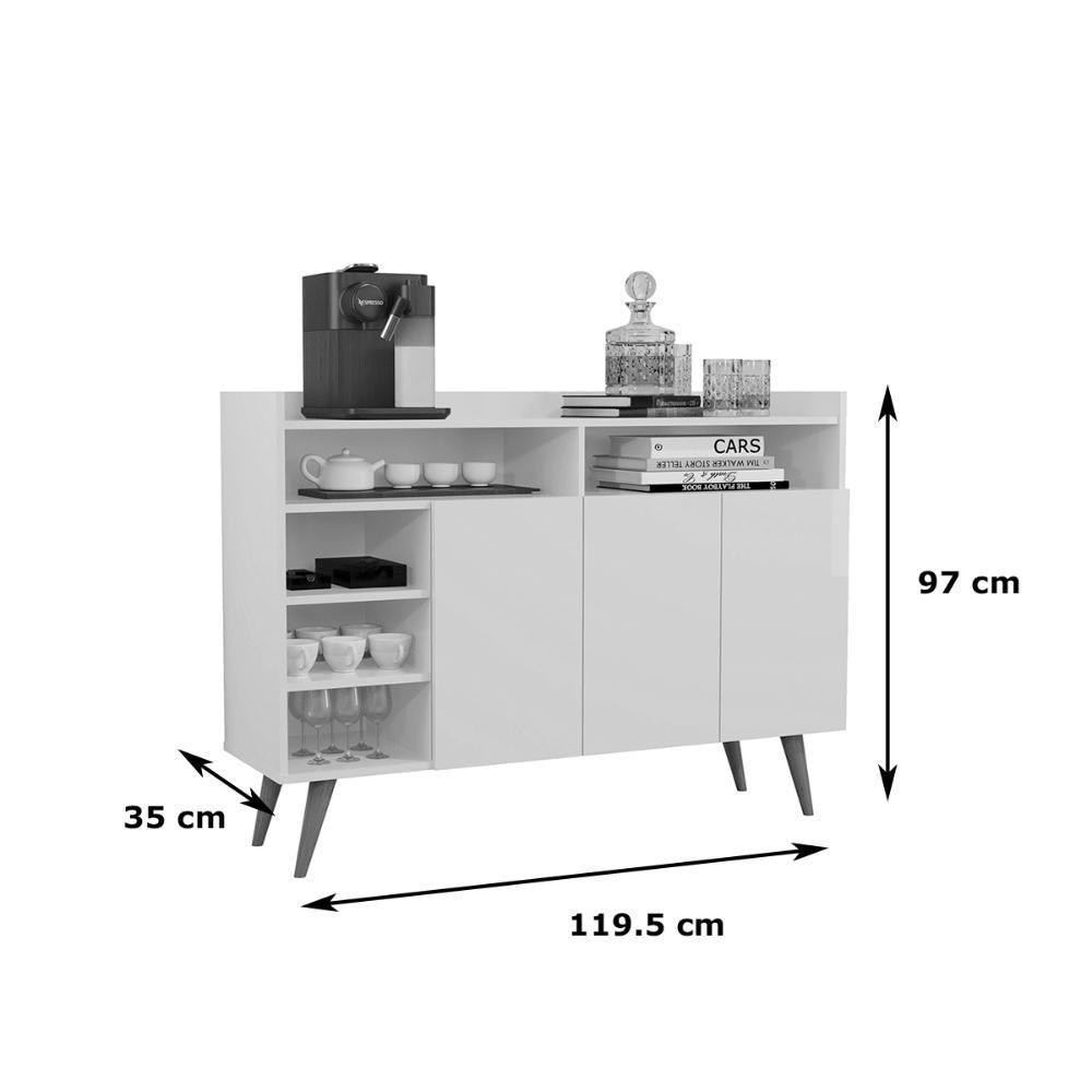 Buffet Aparador 3 Portas Nichos Retro Elba Nature/off White - 3
