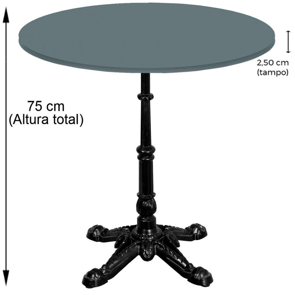 Base De Mesa Apus Em Ferro Preto 75 Cm (alt) Tampo Mdp Redondo Grafito 70 Cm (larg) X 2,5 Cm (alt) - 5