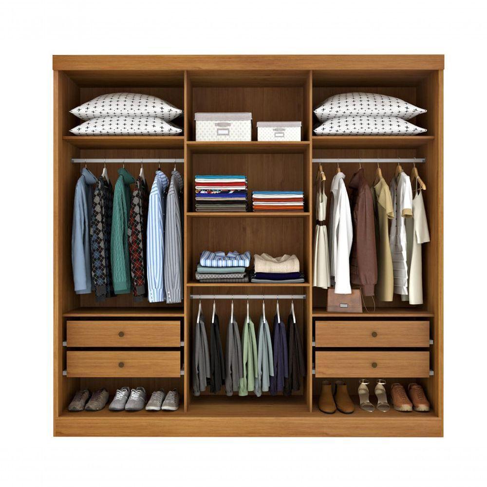 Guarda Roupa Casal Com Espelho 3 Portas 4 Gavetas - Dacar-cinamomo - Tcil Móveis - 3