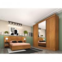 Guarda Roupa Casal Com Espelho 3 Portas 4 Gavetas - Dacar-cinamomo - Tcil Móveis - 1